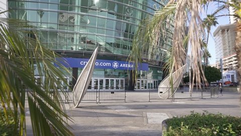 LOS ANGELES, CA, USA - April 30, 2022: Entrance to Crypto.com Arena in downtown Los Angeles, concert hall, stadium for sport events. home of the LA Lakers, LA clippers, LA kings. former Staples Center