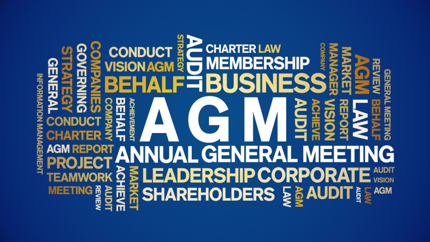 AGM - Annual General Meeting acronym animated tag word cloud,text design animation kinetic typography seamless loop.  Royalty-Free Stock Footage #1090105689