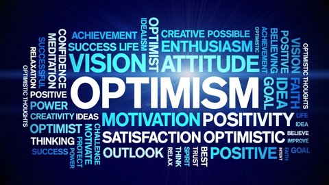 Optimism animated tag word cloud,text design animation kinetic typography seamless loop. 
