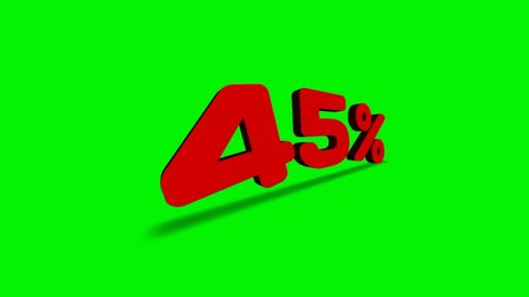 Discounts from 10 to 50 percent on a green background. Special offers, great deals, sales. Red text on green. 3D animation discount