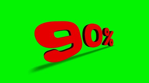 Discounts from 50 to 95 percent on a green background. Special offers, great deals, sales. Red text on green. 3D animation discount