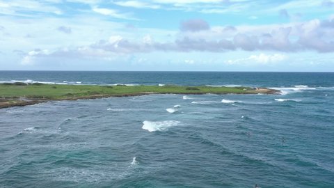 O'ahu Hawaii Surfers and Coast Aerial