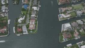 Aerial video of luxury mansions in Miami Beach