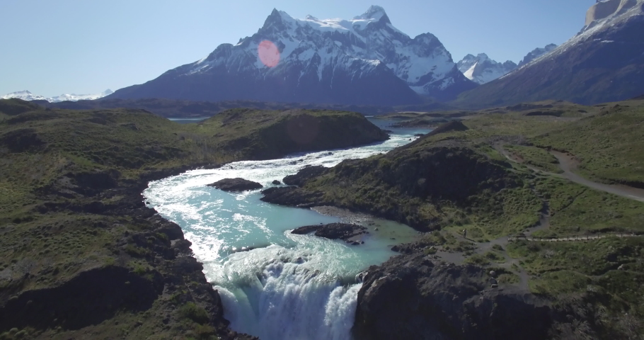 Waterfall in Torres del Paine National Park Royalty-Free Stock Footage #1090136305