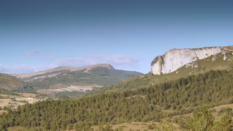 Timelapse of clouds moving over massif of the Baronnies Provencales Regional Nature Park in France. Mountain landscape.