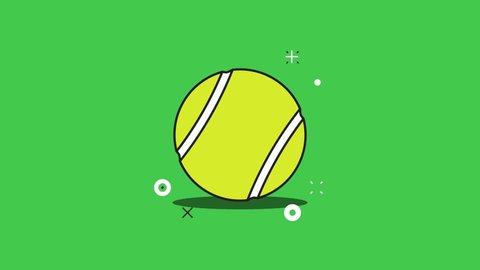 Simple animation with rolling Tennis ball in flat design style. Seamless loop sport ball motion graphic