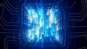 Impressive animation shows data flow in a motherboard in pc. Highlighted processor among circuits and electronic components.CPU. Hardware. Concept of digital communication, cloud computing, processing - Powered by Shutterstock - Get 15% off with code: PIKWIZARD15