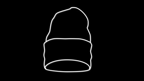 Beanie hat outline self drawing animation. Line art. Casual comfortable clothing concept.