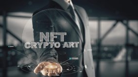 Businessman with Nft Crypto Art hologram concept - Powered by Shutterstock - Get 15% off with code: PIKWIZARD15
