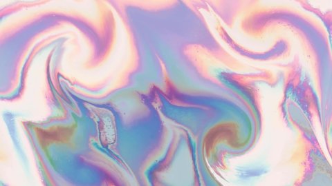 Liquid Holographic Background Animation. Smooth Silk Surface With Ripples. 80s Style Trendy Background. 4K