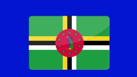 A digital footage of the flag of Dominica popping up on a blue screen