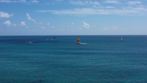 Sail Boats and Yachts off the Hawaiian Coast of O'ahu
