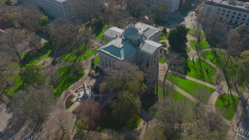 An aerial view of North Carolina State Capitol in Raleigh, North Carolina