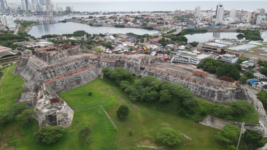 Aerial view of San Felipe de Barajas Castle, in Cartagena, Colombia.