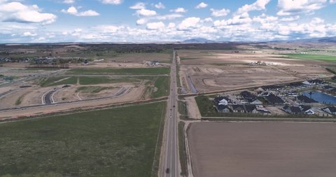 New home construction sites in Eagle Idaho aerial footage