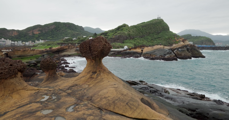 Queen head Stone on Yehliu Geopark in taiwan