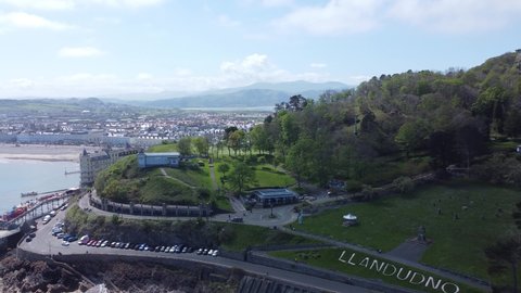 Happy valley garden manicured Llandudno coastal hillside lawn sign aerial view historic landscape