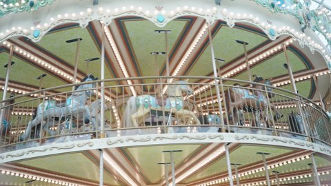 Empty and deserted carousel. horses