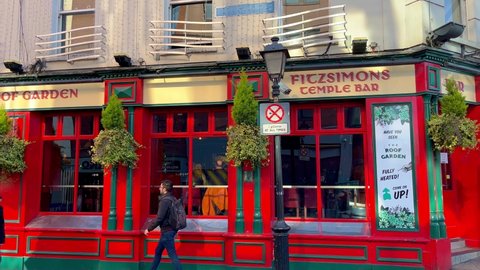 Irish Pub in the Temple Bar District of Dublin - CITY OF DUBLIN, IRELAND - APRIL 20, 2022