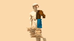 3d glitch of sculpture David. Seamless looped. NFT concept. 3D animation. 4K. Ultra high definition. 3840x2160. - Powered by Shutterstock - Get 15% off with code: PIKWIZARD15