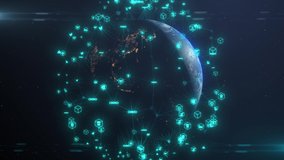 Supply chain smart contract computer code agreement on blockchain network - Animation Rendering - Powered by Shutterstock - Get 15% off with code: PIKWIZARD15