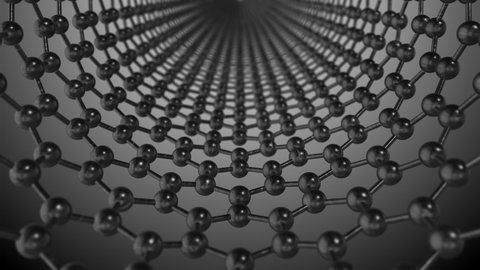 Carbon nanotube atom molecular structure in graphene graphite lattice - 3D Animation Rendering