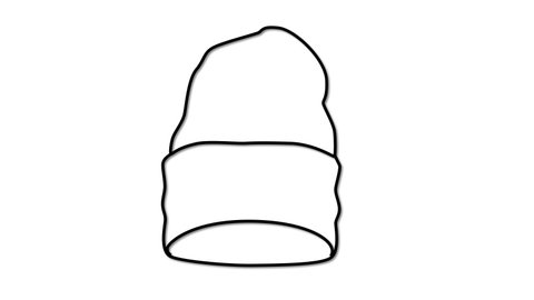 Beanie hat outline self drawing animation. Line art. Casual comfortable clothing concept. 