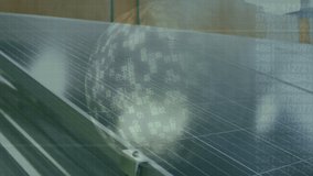 Screen with data processing against caucasian male worker working with solar panels. engineering and renewable energy concept - Powered by Shutterstock - Get 15% off with code: PIKWIZARD15