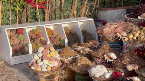 Traditional spices and tea tourist shops in Egypt, Sinai