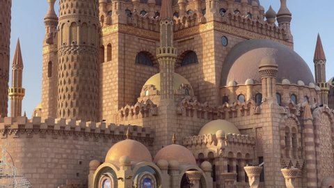Al Mustafa Mosque at sunset, Sharm El Sheikh, 4k cinematic footage, Egypt, Sinai