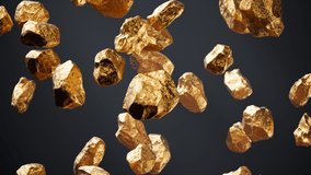 An endless number of gold pieces fall down. Expensive noble metal. Golden nuggets rain. Gold ore. Symbol of wealth. Precious treasure. Concept of investing capital, finance, banking purpose. Loop. - Powered by Shutterstock - Get 15% off with code: PIKWIZARD15