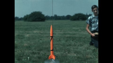 1960s Boy Launches Model Rocket Field Stock Footage Video (100% Royalty ...