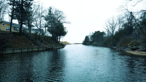 Travelling along a small tributary to Lake Michigan in Muskegon.