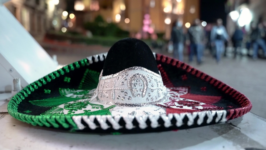 Traditional Mexican sombrero with it three simbolic colors