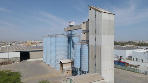 Aerial Shot of Wheat Granary at Southern District Sdot Negev, Israel