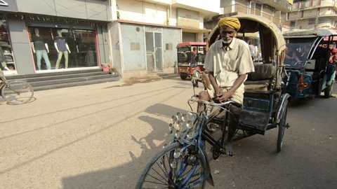 Cycle rickshaw at Mina Bazar, Bettiah, Bihar, India, Circa 2021
