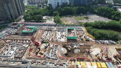 Countryside housing construction in Long Ping, Yuen Long, Tin Shui Wai, Tuen Mun, New Territories Top view of Hong Kong city Northern Metropolis Development