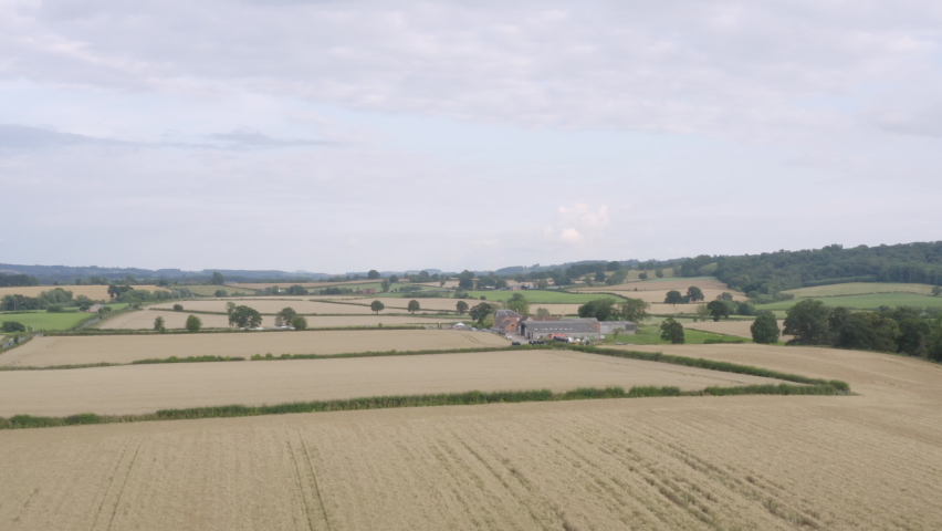 English Countryside with Fields and Hedgerows 