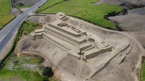 Drone video of an ancient Inca fortress next to the highway. Called 