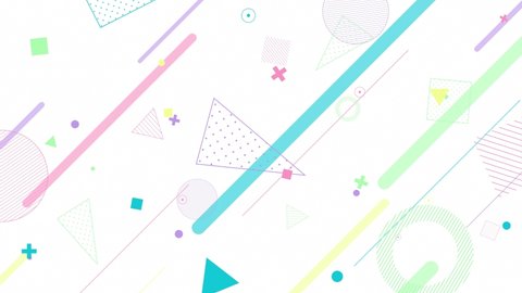 Colorful geometric background in trendy colors. Seamless shape animation.