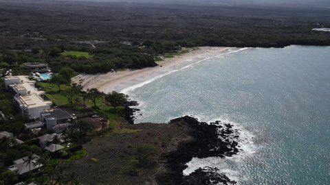 aerial view Hapuna Beach on big island, hawaii. High quality 4k footage