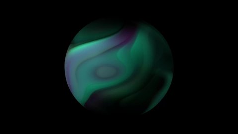 Animation of the rotation of the planet green ball on isolated black background.