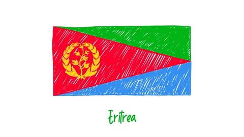 Eritrea National Country Flag Marker Whiteboard or Pencil Color Sketch Looping Animation