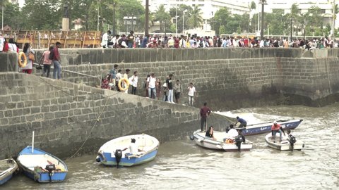 Water boats at Gateway of India, Mumbai, India, Circa 2022