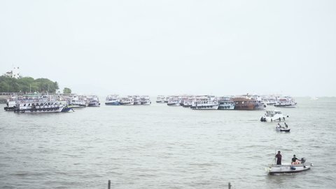 Water boats at Gateway of India, Mumbai, India, Circa 2022