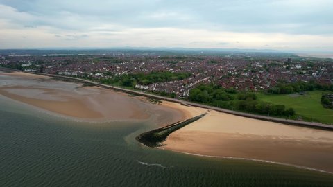 Drone Aerial Of New Brighton, Wallasey, Merseyside, England