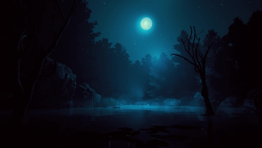 Fog over night lake in the forest | Shutterstock HD Video #1090221951