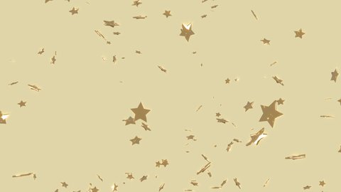 Flying stars on a gold background. 3D render. Can be used as a background for events, presentations, etc