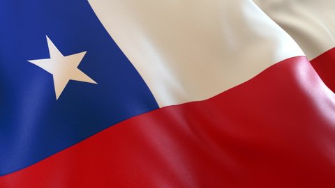 Chile Flag Waving Chilean Flag with detailed texture side angle close-up - 3D render