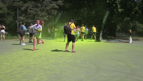 Olomouc, Czech Republic, May 14. 2022. Public spring race in city park named paint run traditionally  taken in May each year